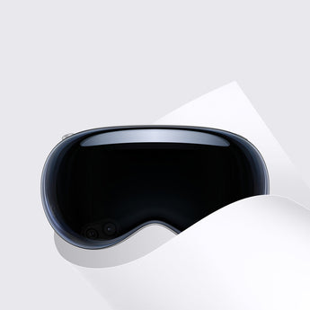 Front view of Apple Vision Pro headset with sleek black visor available to buy Apple Vision Pro online