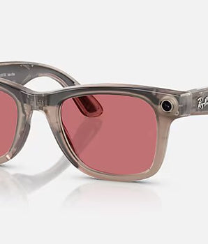 RAY-BAN | META WAYFARER | Shiny Warm Stone Transparent | Watermelon Red