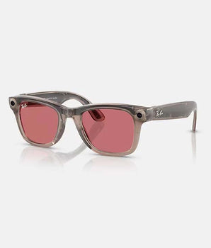 RAY-BAN | META WAYFARER | Shiny Warm Stone Transparent | Watermelon Red