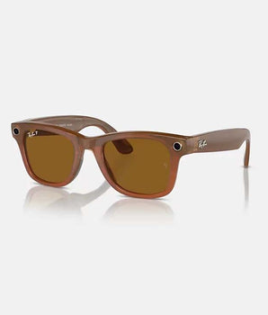 RAY-BAN | META WAYFARER | SHINY | Caramel Transparent / Brown Polarized