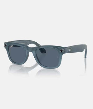 RAY-BAN | META WAYFARER | Matte Jeans Transparent / Dusty Blue Polarized
